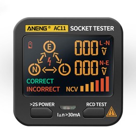 BuyWeek AC11 Socket Tester, Intelligent Electric Voltage Tester, LCD Display, Socket Tester, Voltage Tester for Home, Factories (EU Plug)
