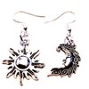 Antique Silver, Mismatched Sun & Moon Earrings on Sterling Silver