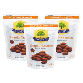 Mesquite Smoked Almonds Steam Pasteurized Smoky Roasted Seasoned Savory Nut Snacks from the Sohnrey Family Farm 3-Pack of 16 oz Pouches