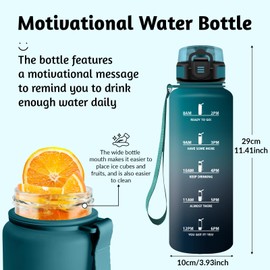 HoneyHolly Water Bottle, 1500 ml, Motivational and Leak-Proof, Water Bottle, Time Marking, Sports Water Bottle, Reusable, Water Bottle for Work, Camping, Hiking, Gym