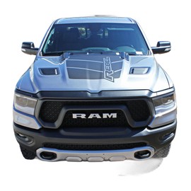 Original Revolution Hood : Compatible with 2019-2024 Dodge Ram Rebel Hood Decals Vinyl Graphic Stripe Kit (Fits Model as Shown) (16812 Matte Black – Wet Install)