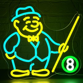 Billiards Neon Sign for Wall Decor Dimmable Billiards Neon Light for Man Cave Suitable for Living Room Bedroom Pool Room Entertainment Venues Birthday Gift for Man Fans Size13.8 * 12.9(CP111)