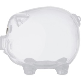 Large Transparent Plastic Piggy Bank Gift Idea Saving Money Box Moneybank Single or Double Set 12.5 x 10 x 10 cm Blue Red Green or Transparent (1, Transparent)
