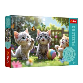Trefl - The Treflik Family, Trefl - The Treflik Family, Three Kittens - Puzzle with 60 Pieces - Colourful Puzzles with Kittens, Entertainment, Fun for Children from 4 Years