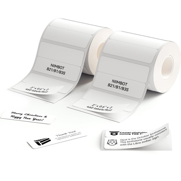 NIIMBOT Label Roll for B1/B21/B3S Label Maker, 2'' x 0.6''x2