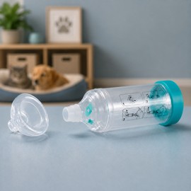 Canack Cat and Dog Aerosol Chamber with Breathing Indicator, Portable MDI Inhaler Spacer with Silicone Mask for Veterinary Respiratory Care