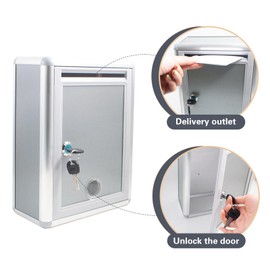 Suggestion Drop Box with Lock, Multi-Purpose Wall Mount Aluminum Alloy Drop Box for Home or Office Use Customer Center Hotel Home Business with 2 Keys