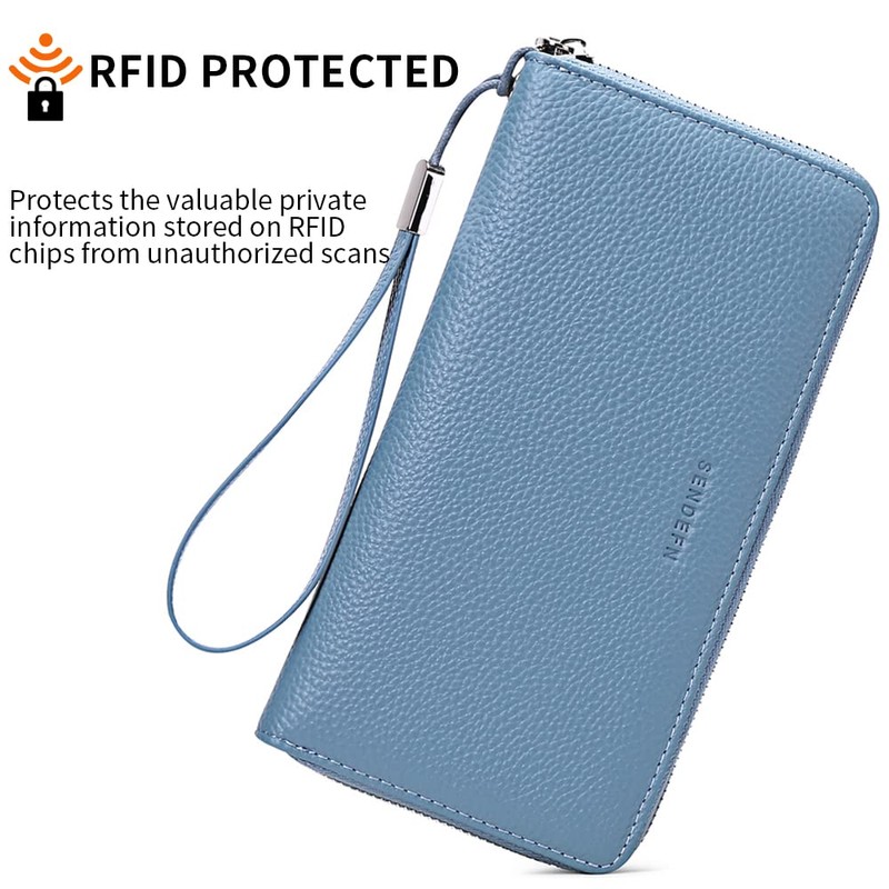 SENDEFN Women Leather Wallets RFID Blocking Zip Around Credit Card