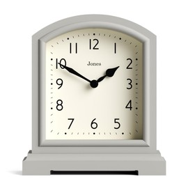Jones Clocks® Tavern Mantel Clock - Traditional/Classic Design - Bedroom Clock - Living Room Clock - Office Clock - Mantel Clock - Desk Clock - Shelf Clock - Small Clock (Dark Grey)
