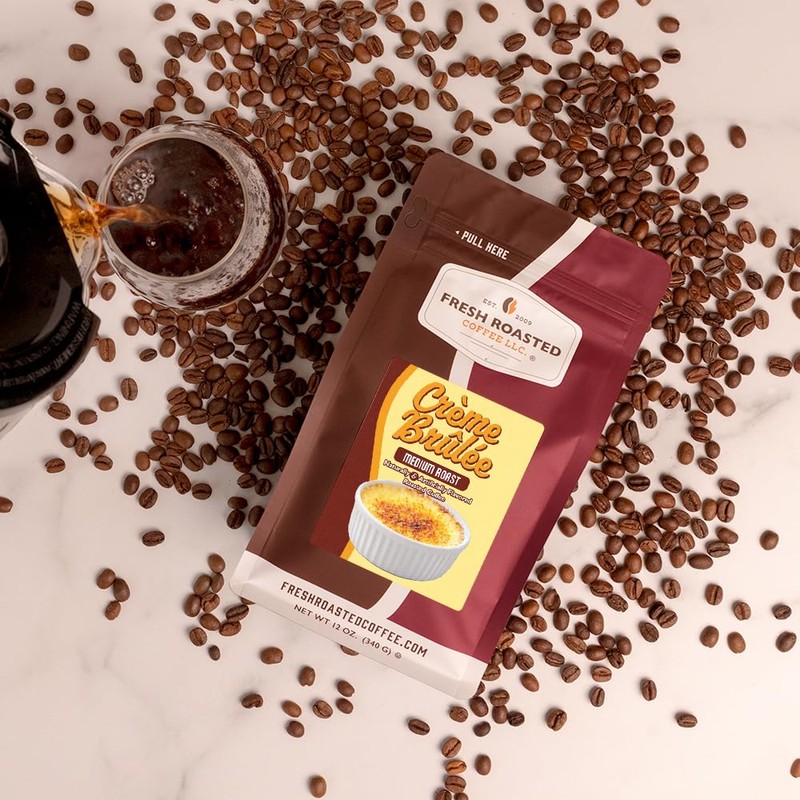 Fresh Roasted Coffee, Crème Brûlée Flavored Whole Bean Coffee, Medium