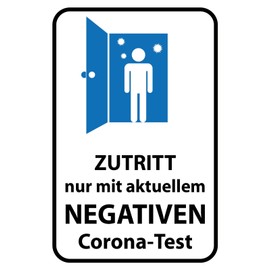 Generisch Tin Sign 30 x 40 cm "Zutritt Negative Corona Test Decorative Sign Tin Sign