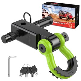 Nilight Anti-Theft Shackle Hitch Receiver 2Inch 45000 LBs Breaking Strength 3/4" Anti-Theft D Ring Shackle 5/8" Trailer Hitch Lock Pin Heavy Duty Solid Towing Kit for Trucks Off Road(Green&Black)