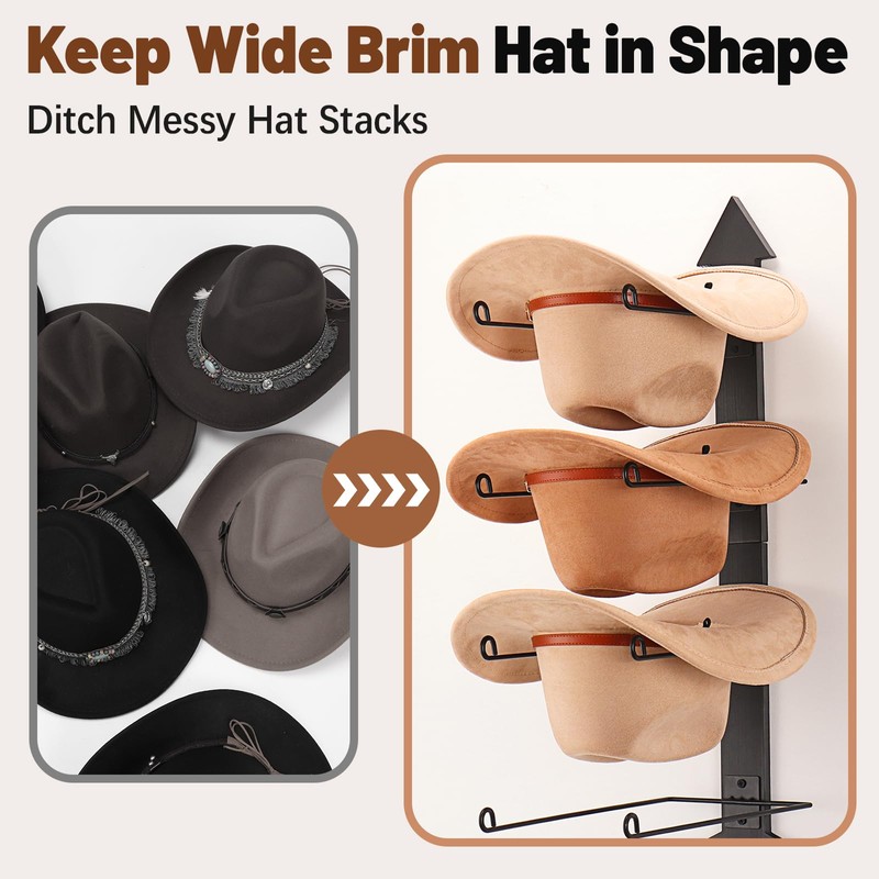 Outink Western Cowboy Hat Rack Wall Mount Western Cowboy Hat
