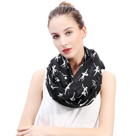 Lina & Lily Ballerinas Dancers Print Women's Infinity Scarf Lightweight (Black)