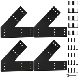 TROPTOLKY 45 Degree Angle Flat Bracket,Heavy Duty Steel Corner Brackets for 2x4 4x4 6x6 Post or BeamPlated Rust-Resistant V-Shaped Brackets (4-Pack)