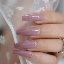 CoolNail Dark Purple Pink Press on False Nails Extra Long UV Gel Coffin Ballerina Flat Shape Press On Fingersnails Free Adhesive Tapes