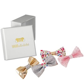HAARallerliebst 4 Hair Clips with Bows (5 cm | 4 Pieces) Including Box for Storage (Box Colour: White)
