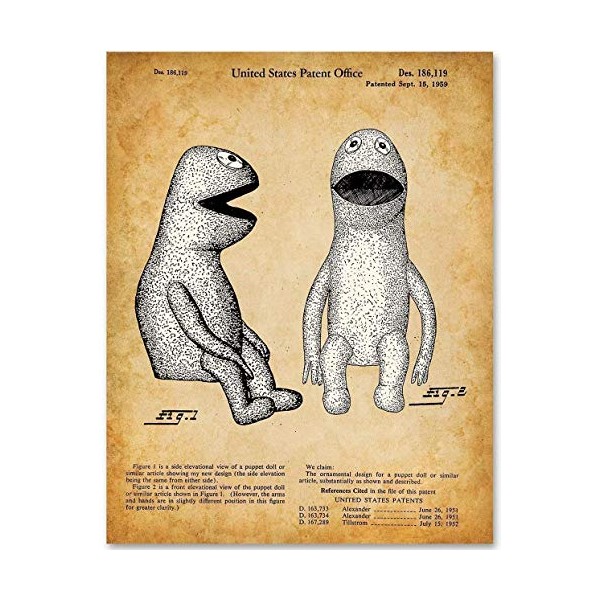 Kermit the Frog Muppet - 11x14 Unframed Patent Print -