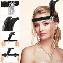 7 PCS 20er jahre kostüm damen - Mafia Kostüm Damen Set, Great Gatsby Accessoires Damen Zubehör für Frauen Set für Vintage Kostüm Party