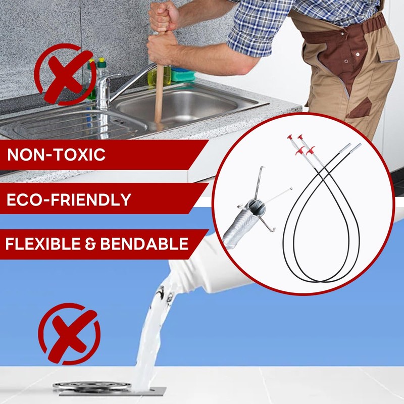 Snake Drain Clog Remover, 63 Inch 2pack - Toilet Snake,
