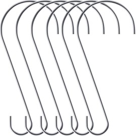 Hotop 6 Pieces Heavy Duty Big S Hooks Bird Feeder Hook Rustproof Stainless Steel Hooks Garden Hook Tree Branch Hook for Kitchen, Bird House, Plants, Baskets, Lanterns and Bicycles(Silver,12 Inch)