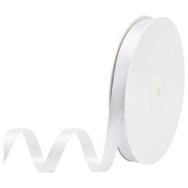 CJESLNA White Satin Ribbon, 3/8Inch(10mm) 100Yards Double Sided Solid Polyester Ribbon Roll for Gift Wrapping DIY Crafts Wedding Invitation Floral Arrangement Hair Balloons Craft Sewing Flower Bouquet Bow Party Home Decoration (White, 10MM)