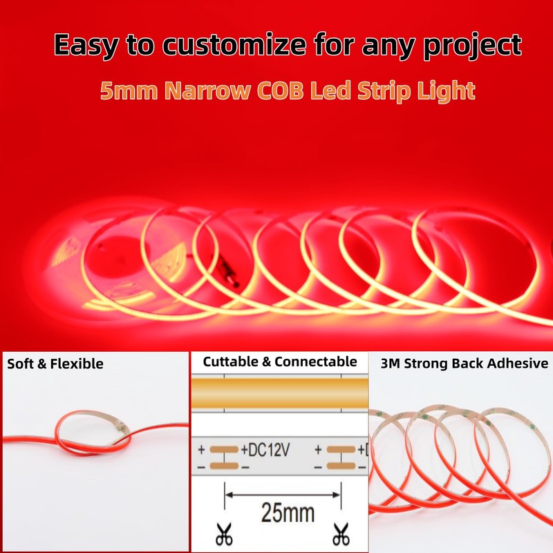 Cinlitek COB LED Strip Lights, 16.4ft Ultra High Density 12V