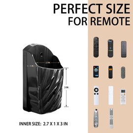 KOXHERO Remote Control Holder Wall Mount 6Pcs Stylish Organizer ABS Plastic Storage Box for TV AC Fan Remotes, No-Drill Adhesive or Screw Installation for Bedroom Headboard Office (Black)
