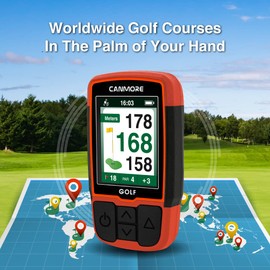 CANMORE Handheld Golf GPS HG200 - Water Resistant Full-Color Display with 41,000+ Essential Golf Course Data and Score Sheet - Free Courses Worldwide and Growing (Orange)