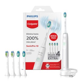 Philips Colgate Cepillo Dental Eléctrico SonicPro 10 con 4 Repuestos