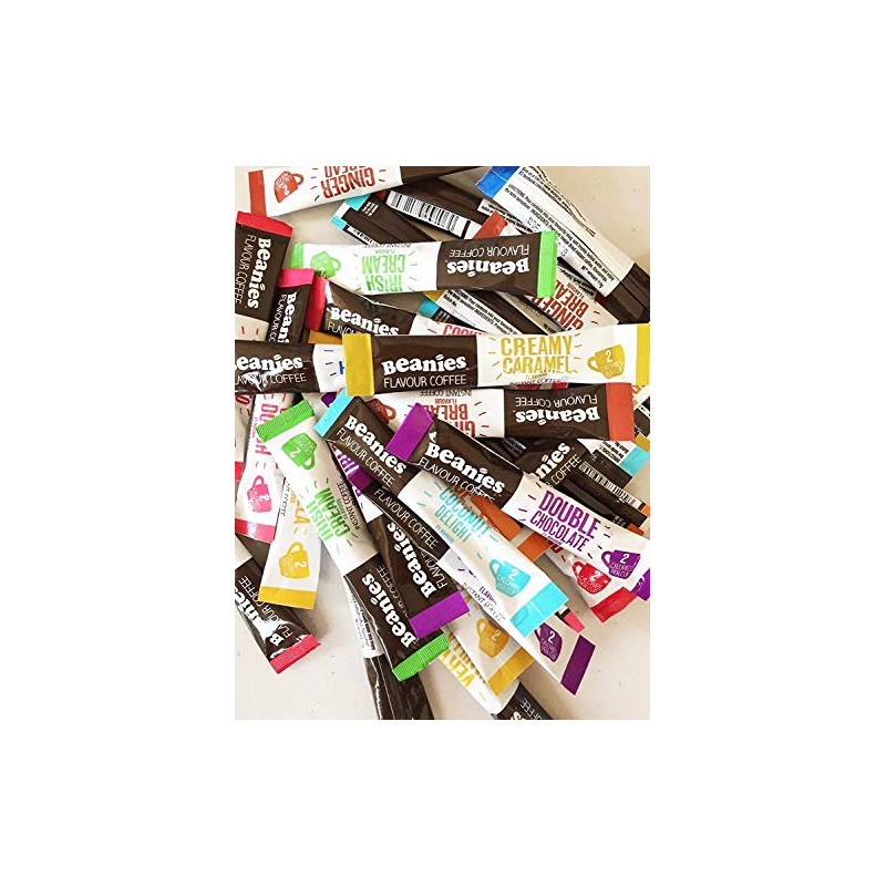 Beanies 50 Coffee Sticks, Mixed Blends; instant flavored coffee