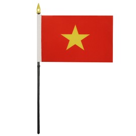 Vietnam Table Flag 4'' x 6'' - Vietnamese Desk Flag 15 x 10 cm - golden spear top - Drapeau Vietnam AZ FLAG