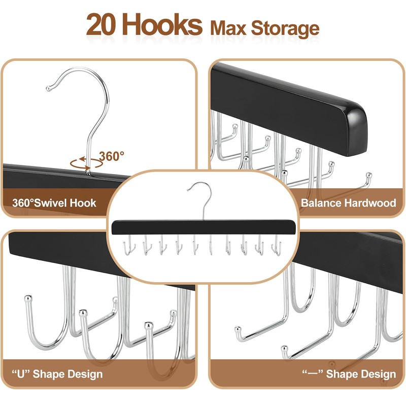 TOPIA HANGER 2 Pack 2 in 1 Belt Tie Hanger