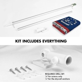 UD_G128 Combo Pack: 6 Ft Tangle Free Aluminum Spinning Flagpole (Silver) & 2nd Amendment American Flag 3x5 Ft, LiteWeave Pro Ser