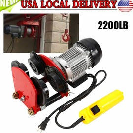 Electric Hoist Lift 2000LBS Overhead Electric Motor Hoist Trolley Garage Winch Crane, Trolley w/I-Beam Links, Remote Control, 1400r/m, Heavy Duty Automatic Shop Overhead Motor Hoist Lift