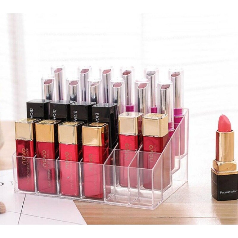 TIKA 24 Slot Clear Acrylic Lipstick Holder - Cosmetic Organizer
