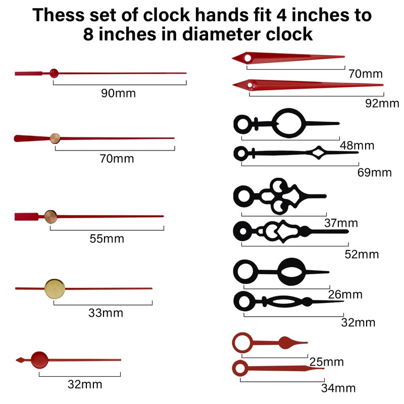 WinTaim 10pcs Clock Hands Suitable For 4-8 inch Clock,Clock Hands