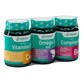 Threepack Solanum Con Omega 3, Complejo B Y Vitamina C Sabor Sin sabor