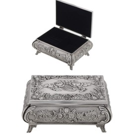 Hztyyier Vintage Jewellery Storage Box Rose Flower Carved Zinc Alloy Jewellery Keepsake Container Ornament, colour