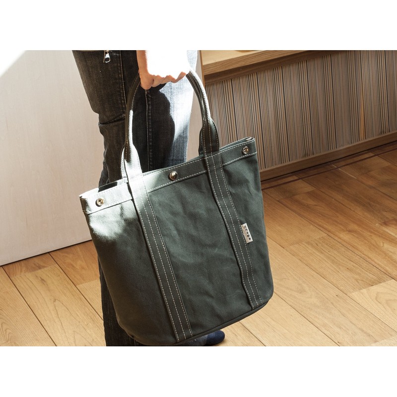 Hinomoto Canvas Waterproof Canvas Tote Bag, M No.217M, green (moss