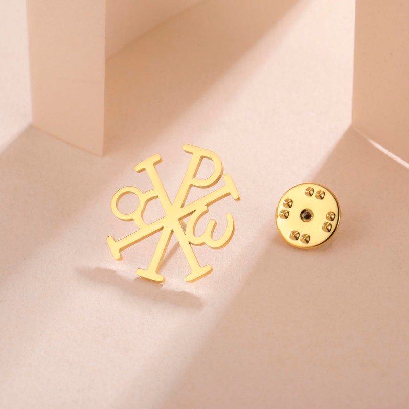 Amaxer Chi Rho Alpha Omega Symbol Religious Brooches Pin Backpack