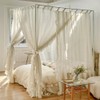 Mengersi Linen Canopy Bed Curtains,Bed Canopy Curtains 4 Corner Bed