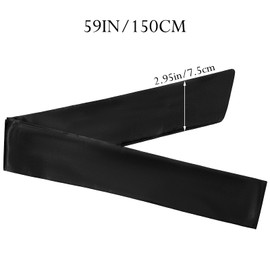 WLLHYF Satin Sleep Mask, 150cm/59inch Adjustable Silk-Like Blindfold, Soft Comfortable Eye Cover, Night Blackout Cooling Shield for Adult Travel Nap Meditation (Black)