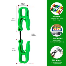 BOZZYS Glove Clips for Work 6-Pack | Green A-Shaped Anti-Drop Clips with Closed Buckle | Never Lose Gloves on Construction Sites! OSHA 360° Rotation for Tool Belts & Hard Hats