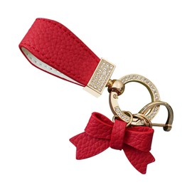 GRANDI 1 PC Car Keychain, Cute Rhinestone Bow Key Ring, Universal Car Handbag Pendant (Red)