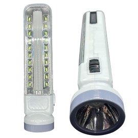 Set of 2 LED Emergency Hand Light Powerful Light Charge Function in Battery, Plug in and Solar Powered- for Home Out Going Camping Hiking Fishing