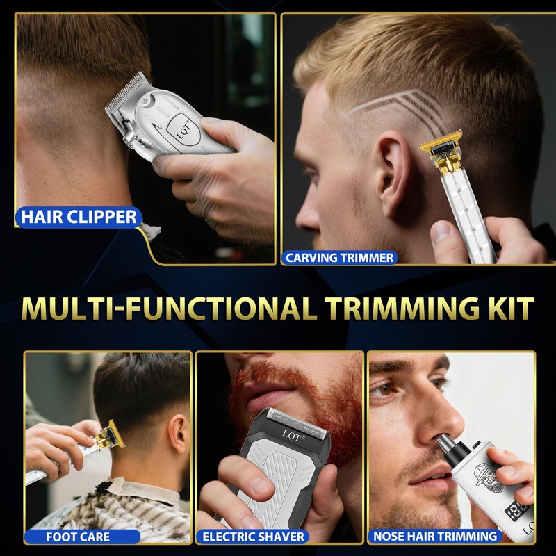 Hair Clippers for Men with LED Display, 4-Piece Cordless Grooming