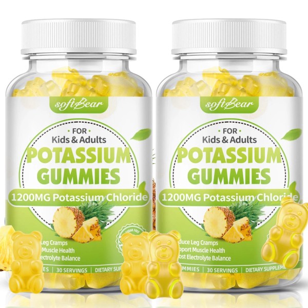 softbear Potassium Chloride Gummies 1200mg, Sugar-Free Potassium Gummies for ...
