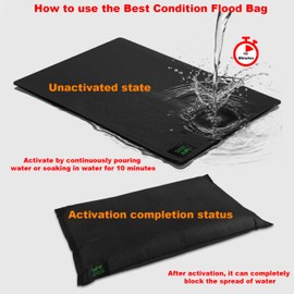 MFR Water Activated Flood Bags for Flooding, Home, Doorway, Driveway, Garage Sandless Sand Bags for Anti Flood Barrier 2ft x 1.3ft, 6-Pcs