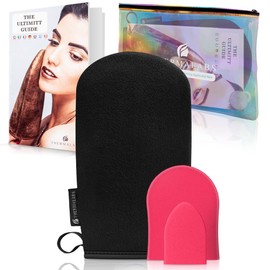 Ultimitt Black Self Tanning Applicator Mitt: Reusable Streak-Free Bronzing Sunless Tan Application Glove. Indoor Fake Skin Bake Tan Microfiber Cloth. Easy Reach Gloves For Face, Body & Back Suntan Solution